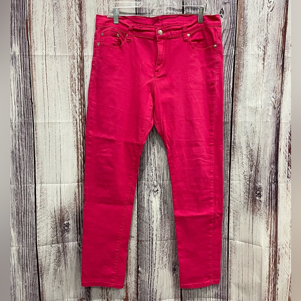 Stretchy Neon Pink 5 Pocket Jeans Girls Juniors Size 13/14 T&Y Fashion  #4037